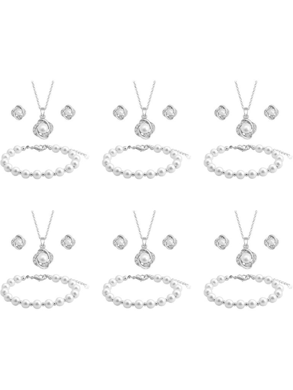 Elegant Bridesmaid Jewelry Set - 18K Gold/Silver/Rose Gold Love Knot Pendant